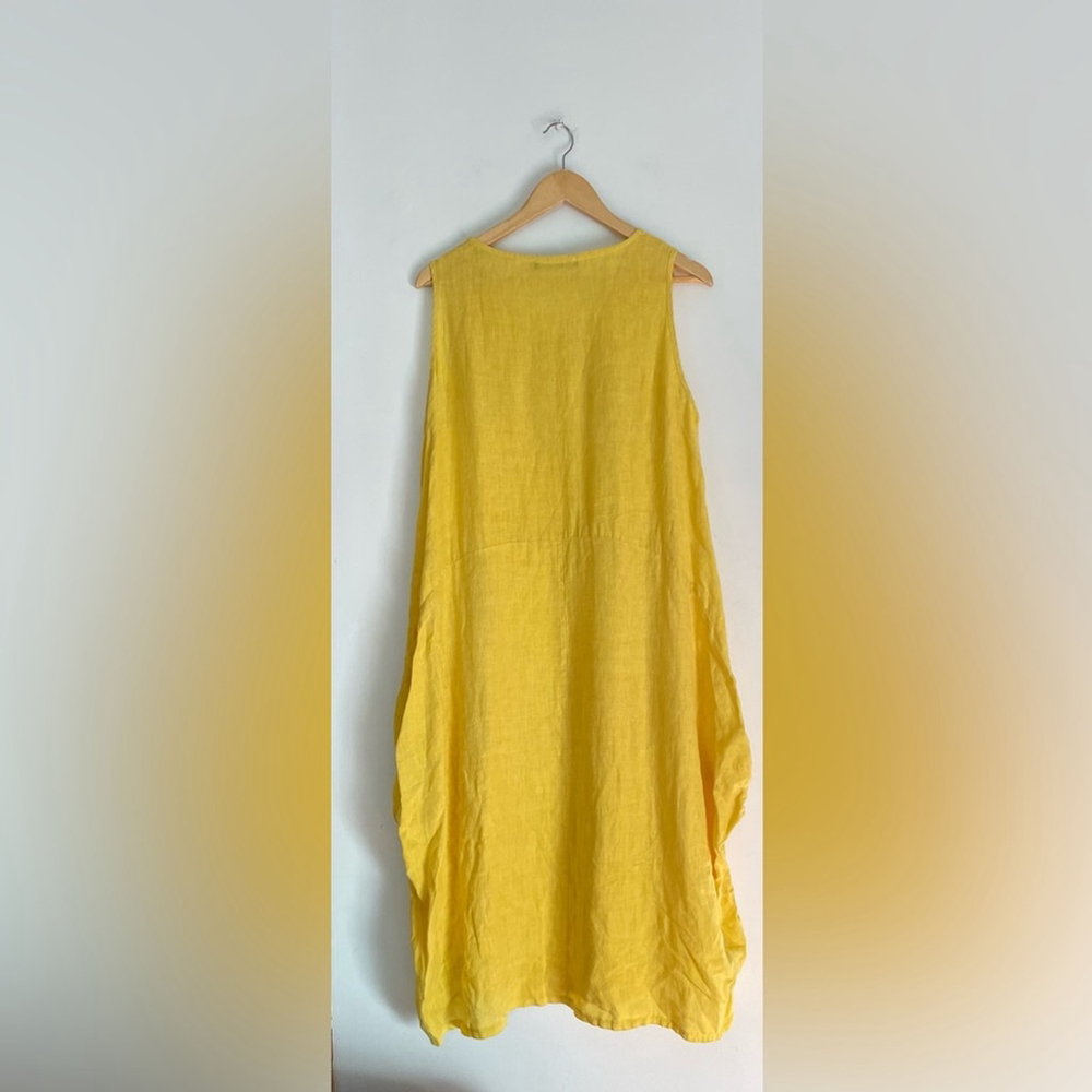 VIVIAN SHYU linen balloon dress. Yellow Sleeveless Dress - Picture 3 of 6